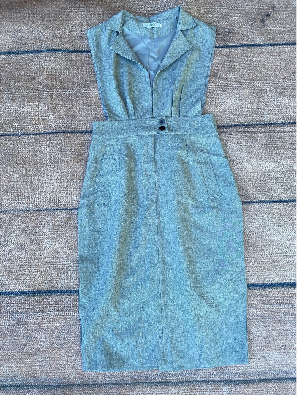 90’s minimalist avante garde collared pinafore dress gray M corporate chic retro